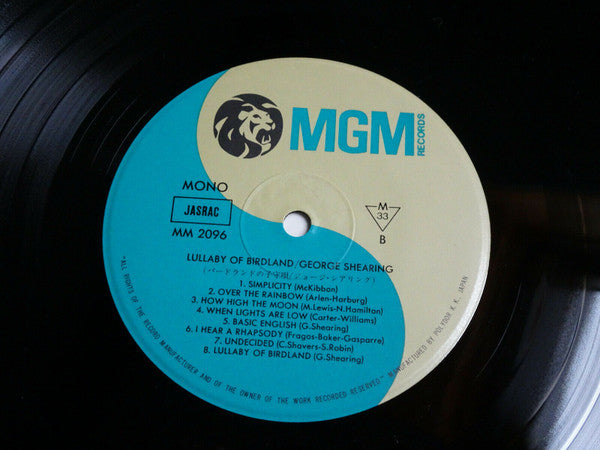George Shearing - Lullaby Of Birdland (Vinyl, LP, Compilation, Mono)