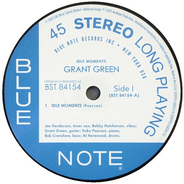 Grant Green - Idle Moments (2xVinyl, 12", 45 RPM, Album, Limited Edition, Numbered, Reissue, Stereo) Good Plus (G+) / Very Good (VG)