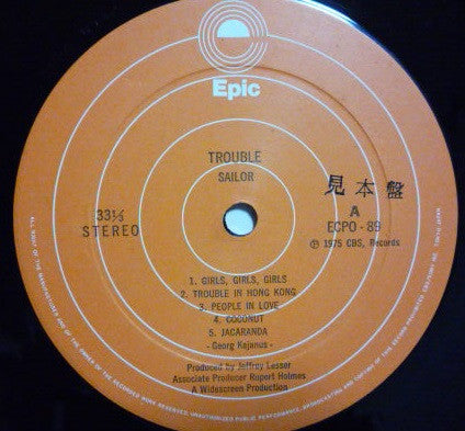 Sailor - Trouble (Vinyl, LP, Album, Promo) Very Good (VG) / Very Good (VG)