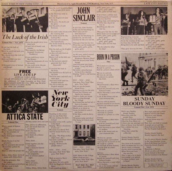 John Lennon & Yoko Ono - Some Time In New York City (2xVinyl, LP, Album) Very Good Plus (VG+) / Good (G)