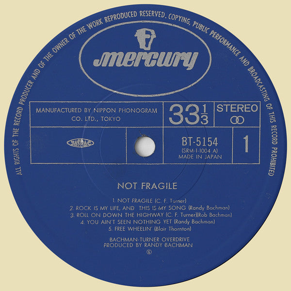 Bachman-Turner Overdrive - Not Fragile (Vinyl, LP, Album, Reissue)