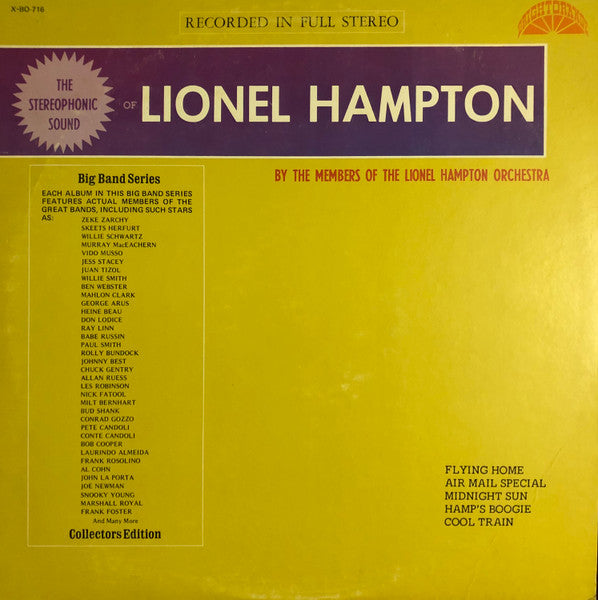 Members Of The Lionel Hampton Orchestra - The Stereophonic Sound Of Lionel Hampton By The Members Of The Lionel Hampton Orchestra (Vinyl, LP) Very Good Plus (VG+) / Good Plus (G+)