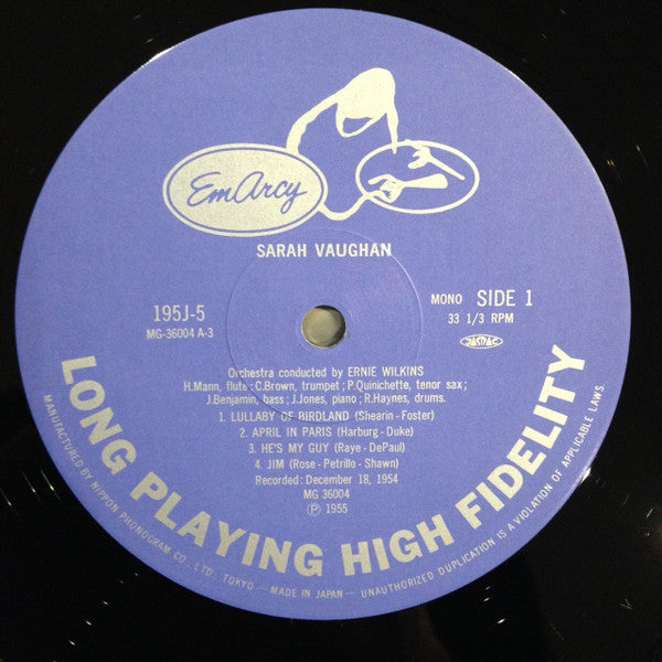 Sarah Vaughan - Sarah Vaughan (Vinyl, LP, Album, Reissue, Mono) Very Good Plus (VG+) / Very Good Plus (VG+)