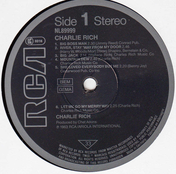 Charlie Rich - Charlie Rich (Vinyl, LP, Album, Reissue, Stereo) Very Good (VG) / Good Plus (G+)