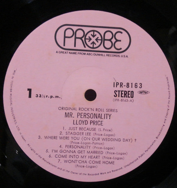 Lloyd Price - Mr Personality (Vinyl, LP, Album, Stereo) Very Good Plus (VG+) / Very Good (VG)