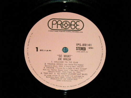 Joe Walsh - So What (Vinyl, LP, Album) Very Good Plus (VG+) / Good Plus (G+)