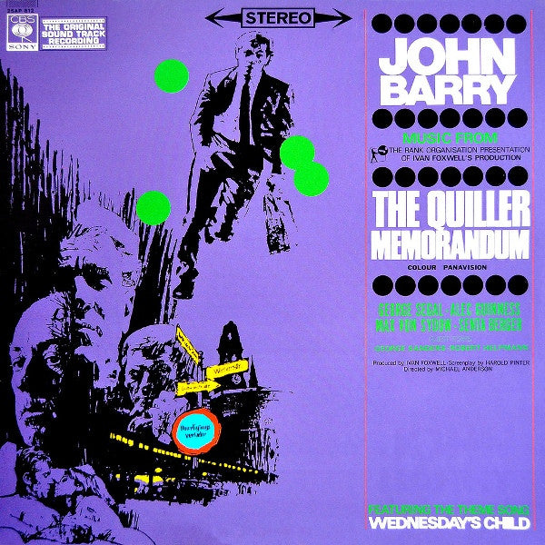 John Barry - The Quiller Memorandum (Original Sound Track Recording) (Vinyl, LP, Album, Reissue, Stereo) Very Good Plus (VG+) / Very Good (VG)