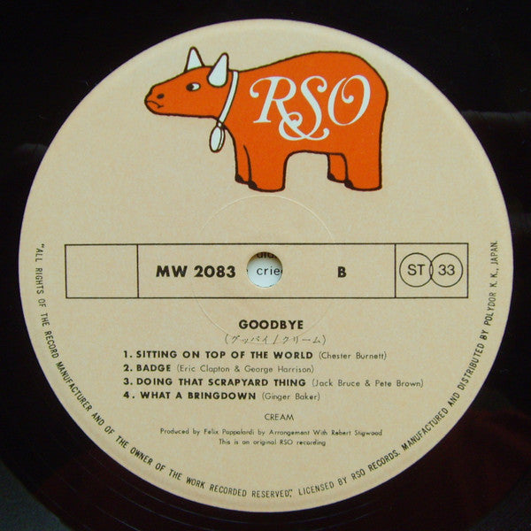 Cream (2) - Goodbye (Vinyl, LP, Album, Reissue) Very Good (VG) / Good Plus (G+)