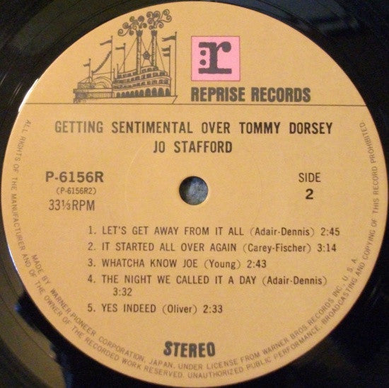 Jo Stafford - Getting Sentimental Over Tommy Dorsey (Vinyl, LP, Album, Stereo) Very Good (VG) / Very Good (VG)