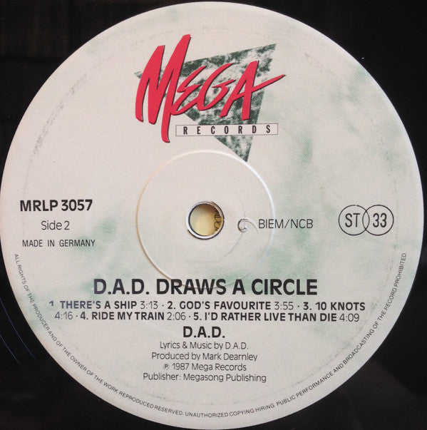D-A-D - D.A.D. Draws A Circle (Vinyl, LP, Album, Stereo) Good Plus (G+) / Very Good Plus (VG+)