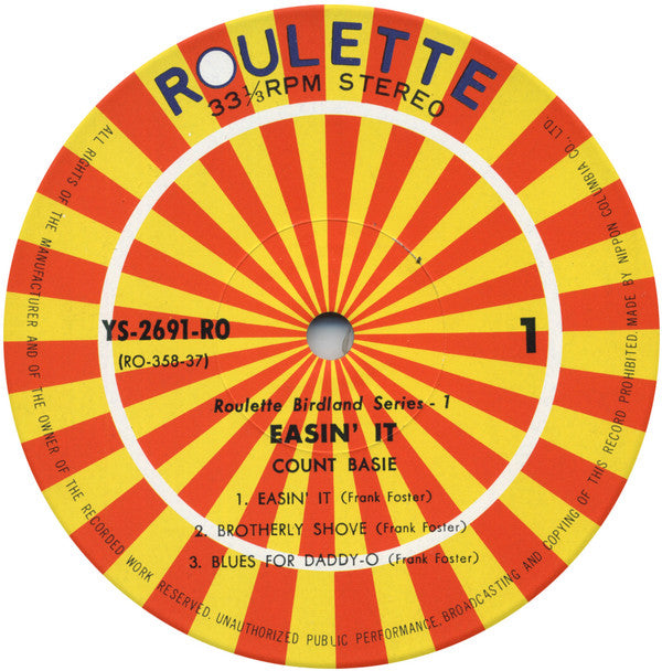 Count Basie Orchestra - Easin' It (Music From The Pen Of Frank Foster) (Vinyl, LP, Album, Stereo) Very Good Plus (VG+) / Very Good (VG)