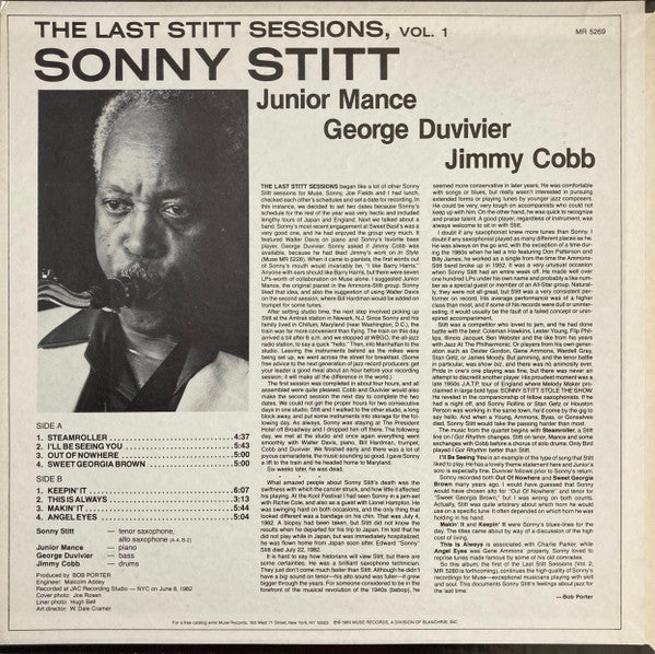 Sonny Stitt - The Last Stitt Sessions, Vol. 1 (Vinyl, LP, Album) Very Good Plus (VG+) / Very Good (VG)