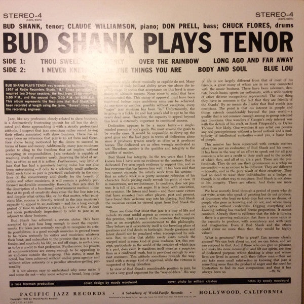 Bud Shank - Plays Tenor (Vinyl, LP, Album, Limited Edition, Reissue) Very Good Plus (VG+) / Very Good Plus (VG+)