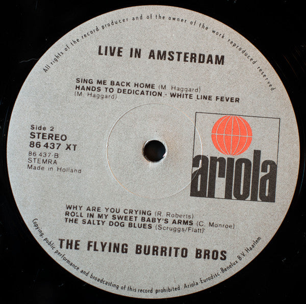 The Flying Burrito Bros - Live In Amsterdam (2xVinyl, LP, Album, Stereo) Good Plus (G+) / Good Plus (G+)