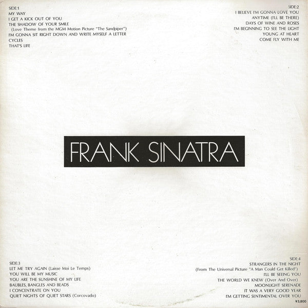 Frank Sinatra - Frank Sinatra (2xVinyl, LP, Compilation, Stereo) Near Mint (NM or M-) / Very Good (VG)