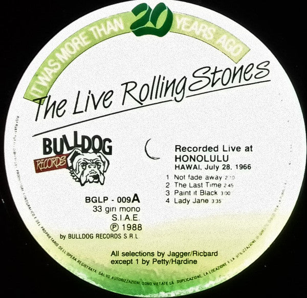 The Rolling Stones - The Live Rolling Stones - Honolulu, Hawai - July 28, 1966 (Vinyl, LP, Unofficial Release, Mono) Good Plus (G+) / Very Good Plus (VG+)