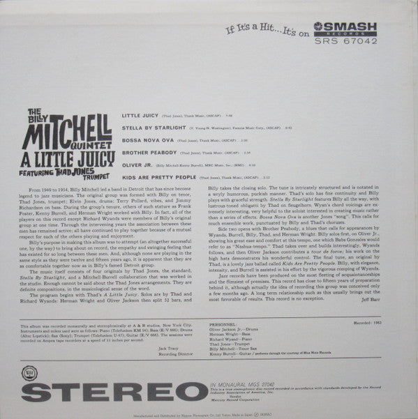 The Billy Mitchell Quintet - A Little Juicy (Vinyl, LP, Stereo) Very Good Plus (VG+) / Very Good Plus (VG+)