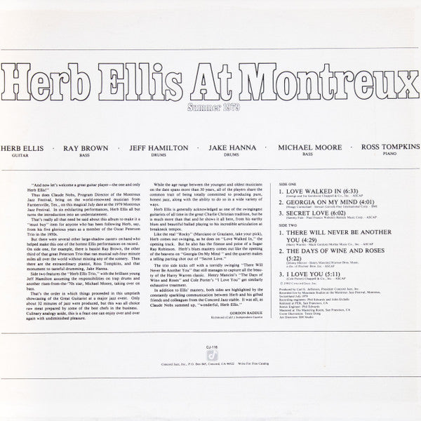 Herb Ellis - At Montreux Summer 1979 (Vinyl, LP, Album) Very Good Plus (VG+) / Very Good Plus (VG+)
