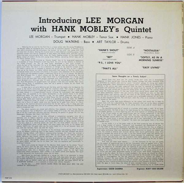 Lee Morgan - Introducing Lee Morgan (Vinyl, LP, Album, Reissue, Mono) Near Mint (NM or M-) / Very Good Plus (VG+)