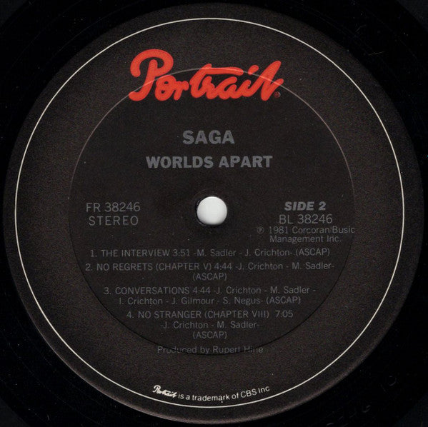 Saga (3) - Worlds Apart (Vinyl, LP, Album, Reissue, Stereo) Very Good (VG) / Very Good (VG)