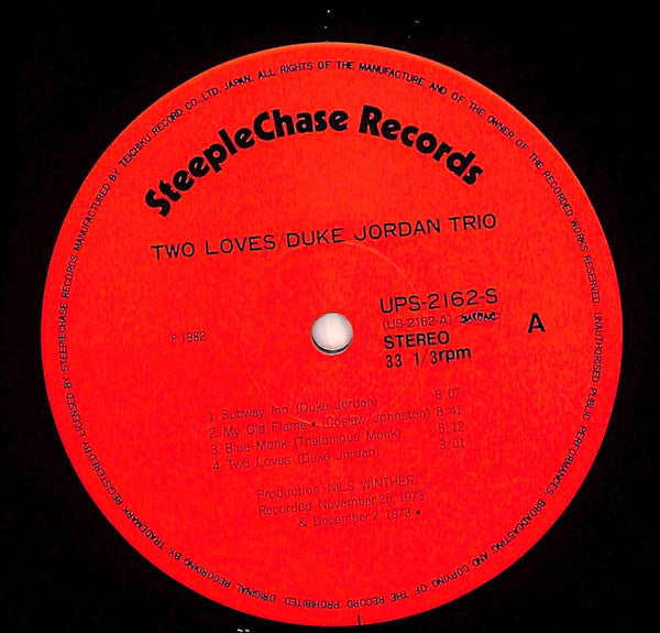 Duke Jordan Trio - Two Loves (Vinyl, LP, Album, Reissue)