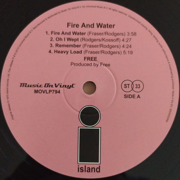 Free - Fire And Water (Vinyl, LP, Album, Reissue)