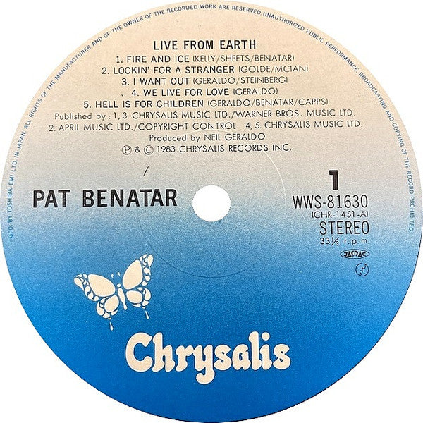 Pat Benatar - Live From Earth (Vinyl, LP, Album, Stereo)