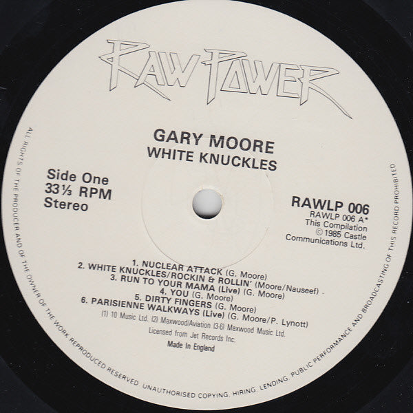Gary Moore - White Knuckles (Vinyl, LP, Compilation, Stereo) Very Good Plus (VG+) / Very Good (VG)