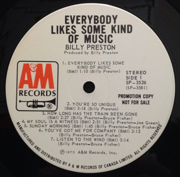 Billy Preston - Everybody Likes Some Kind Of Music (Vinyl, LP, Album, Promo) Very Good (VG) / Very Good (VG)