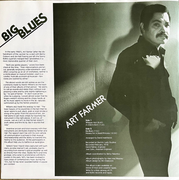 Art Farmer - Big Blues (Vinyl, LP, Album) Near Mint (NM or M-) / Very Good (VG)