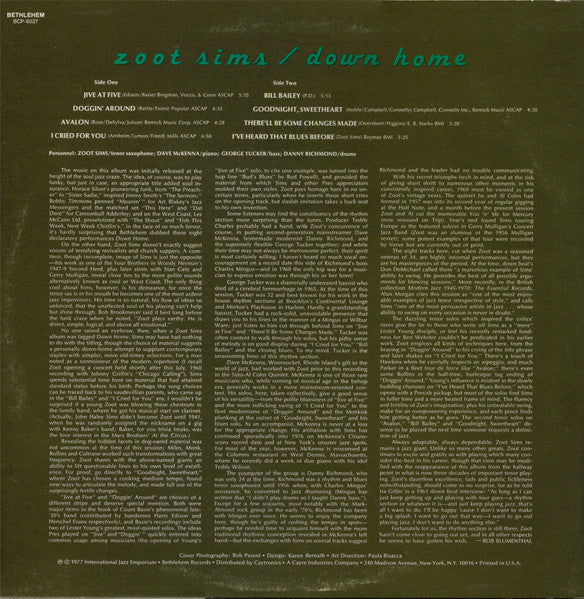 Zoot Sims - Down Home (Vinyl, LP, Album, Reissue, Stereo) Very Good (VG) / Very Good (VG)