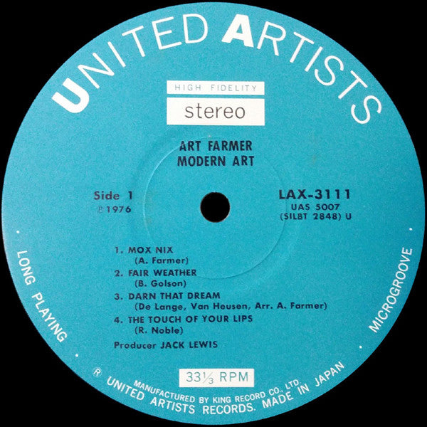 Art Farmer - Modern Art (Vinyl, LP, Album, Limited Edition, Reissue, Stereo) Very Good (VG) / Good Plus (G+)