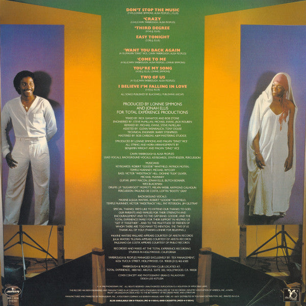 Yarbrough & Peoples - The Two Of Us (Vinyl, LP, Album) Good Plus (G+) / Very Good (VG)