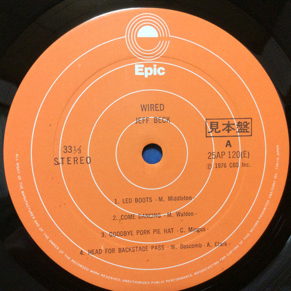 Jeff Beck - Wired (Vinyl, LP, Album, Promo) Near Mint (NM or M-) / Very Good Plus (VG+)