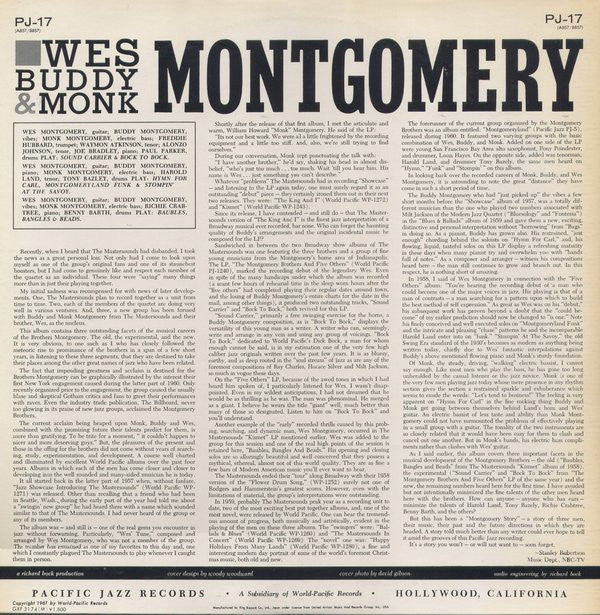 The Montgomery Brothers - The Montgomery Brothers (Vinyl, LP, Album, Reissue, Mono) Very Good (VG) / Very Good Plus (VG+)