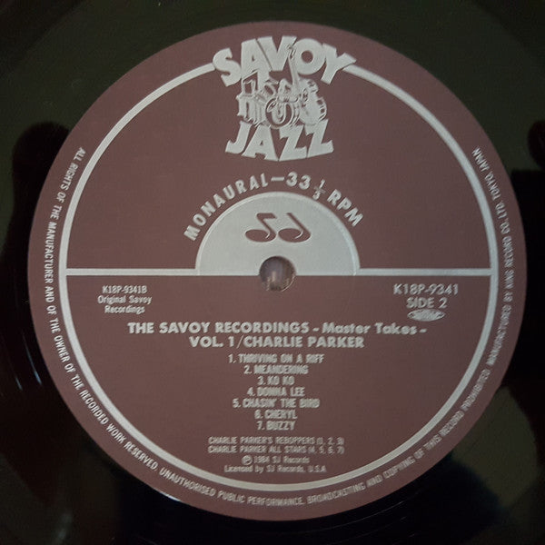 Charlie Parker - The Savoy Recordings Master Takes Vol.1 (Vinyl, LP, Compilation, Limited Edition, Mono) Very Good Plus (VG+) / Very Good (VG)