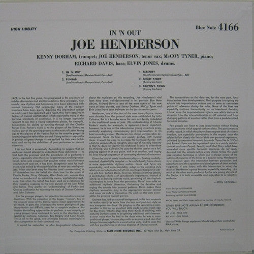 Joe Henderson - In 'N Out (Vinyl, LP, Album, Limited Edition, Reissue, Mono) Near Mint (NM or M-) / Near Mint (NM or M-)