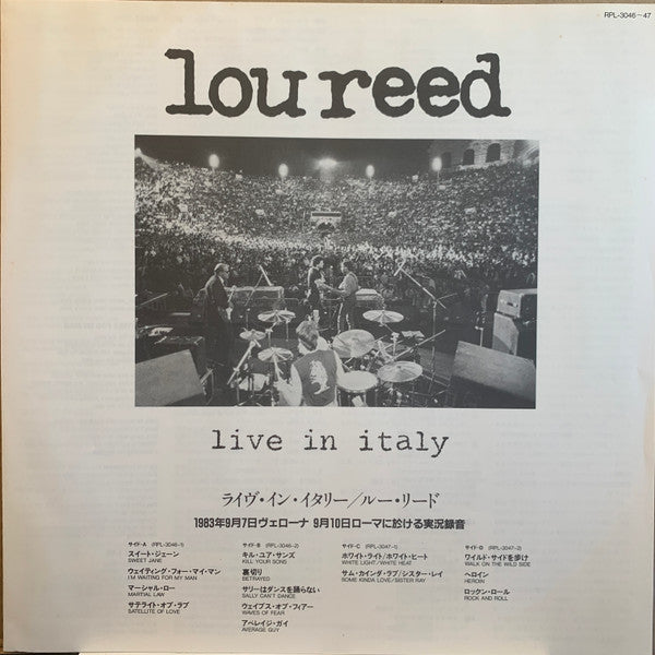 Lou Reed - Live In Italy (2xVinyl, LP, Album, Stereo) Very Good (VG) / Very Good (VG)