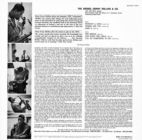 Sonny Rollins - The Bridge (Vinyl, LP, Album, Reissue, Stereo)