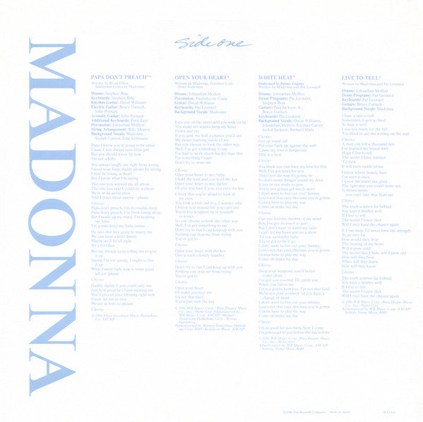 Madonna - True Blue = トゥルー・ブルー (Vinyl, LP, Album, Stereo) Near Mint (NM or M-) / Very Good Plus (VG+)