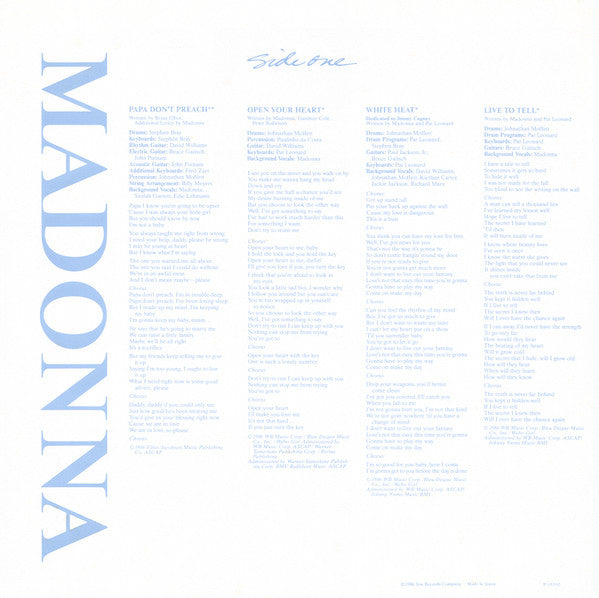 Madonna - True Blue = トゥルー・ブルー (Vinyl, LP, Album, Stereo)