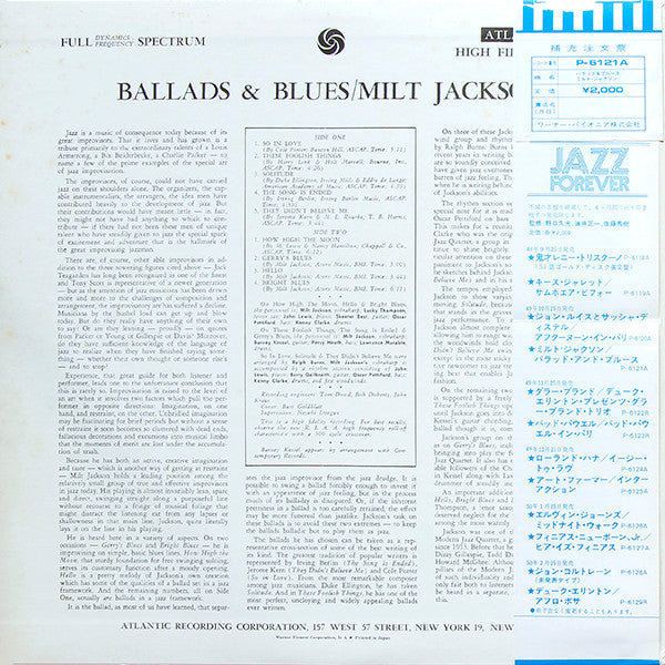 Milt Jackson - Ballads & Blues (Vinyl, LP, Album, Reissue, Mono)