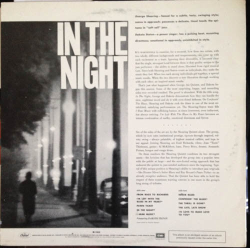 The George Shearing Quintet - In The Night (Vinyl, LP, Album, Reissue, Mono) Very Good Plus (VG+) / Very Good Plus (VG+)