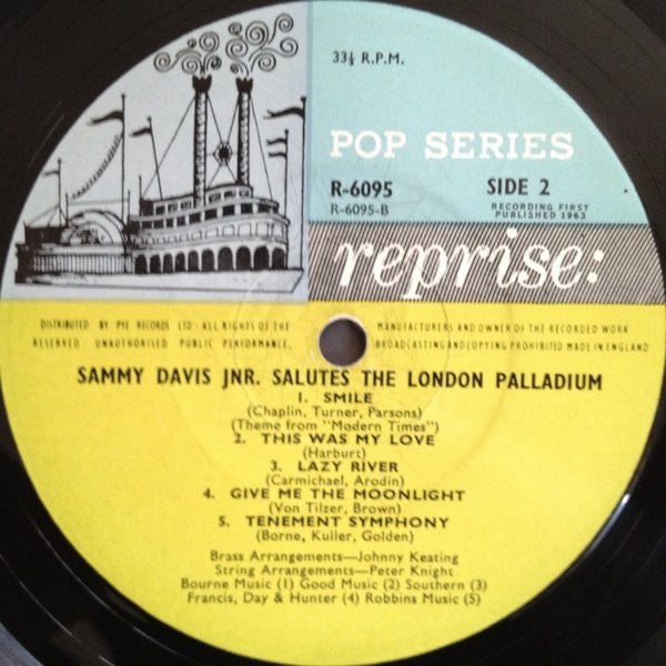 Sammy Davis Jr. - Salutes The London Palladium (Vinyl, LP, Mono, Album) Good Plus (G+) / Good (G)