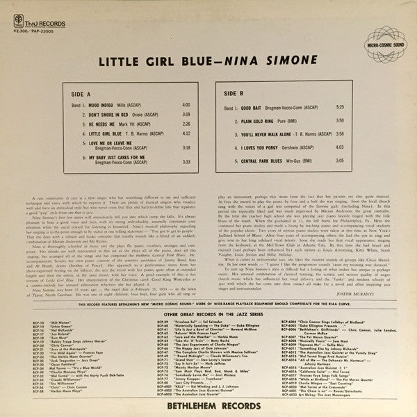 Nina Simone - Little Girl Blue (Vinyl, LP, Album, Reissue, Stereo) Near Mint (NM or M-) / Good Plus (G+)