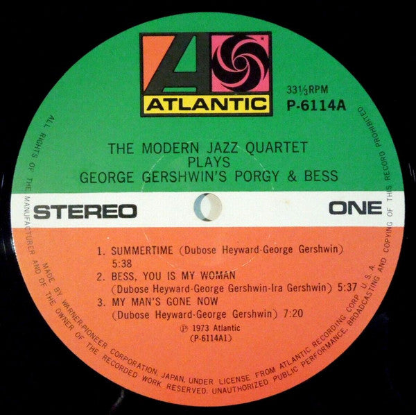 The Modern Jazz Quartet - The Modern Jazz Quartet Plays George Gershwin's Porgy & Bess (Vinyl, LP, Album, Stereo) Good Plus (G+) / Very Good Plus (VG+)