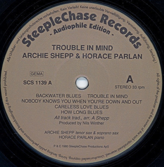 Archie Shepp - Trouble In Mind (Vinyl, LP, Album, Limited Edition, Reissue, Stereo) Near Mint (NM or M-) / Very Good Plus (VG+)