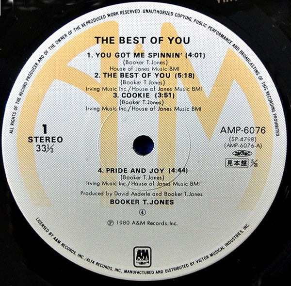 Booker T. Jones - The Best Of You (Vinyl, LP, Album, Promo) Very Good (VG) / Very Good (VG)