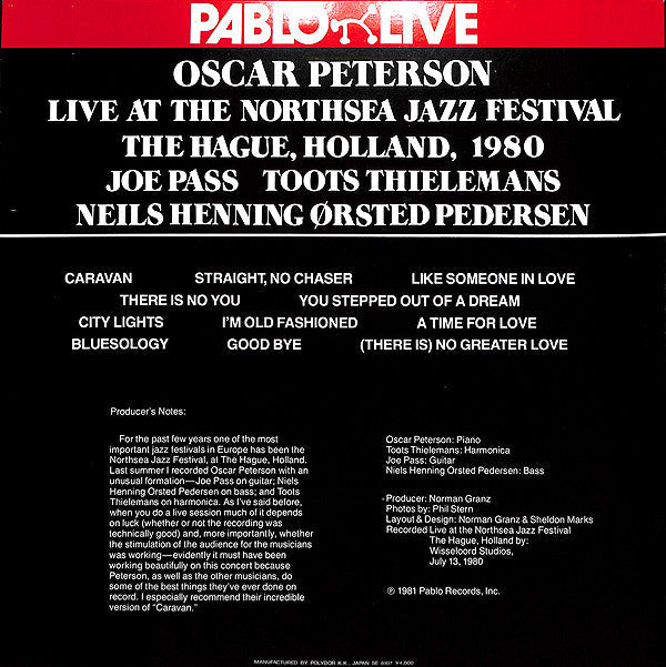 Oscar Peterson - Live At The Northsea Jazz Festival, The Hague, Holland, 1980 (2xVinyl, LP, Album) Near Mint (NM or M-) / Very Good (VG)
