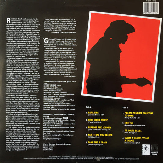 Clarence "Gatemouth" Brown - Real Life (Vinyl, LP, Album) Very Good Plus (VG+) / Very Good Plus (VG+)